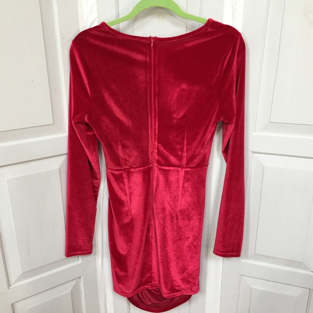 SBetro Red Velvet Dress w/ Ruched Sides - Picture 11 of 16